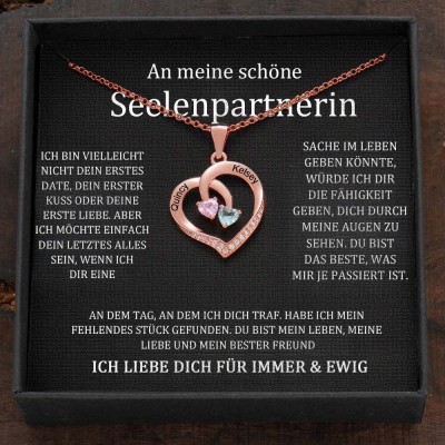 Benutzerdefinierte Paar Namen Halskette mit Geburtssteinen Valentinstag Geschenke
