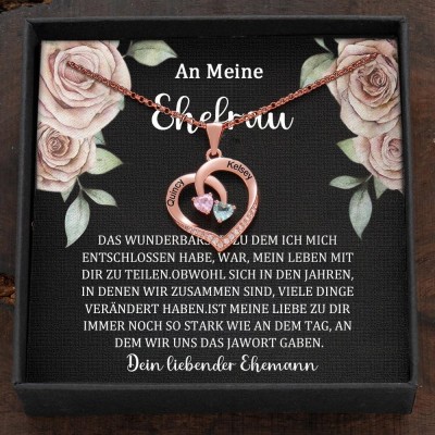 Benutzerdefinierte Paar Namen Halskette mit Geburtssteinen Valentinstag Geschenke