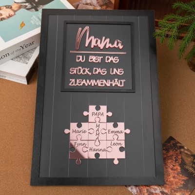 Individuelle Mama Puzzle Zeichen mit Namen Stück, das uns zusammen für Muttertag Geschenk hält
