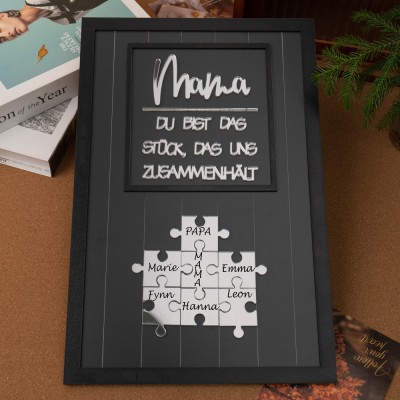 Individuelle Mama Puzzle Zeichen mit Namen Stück, das uns zusammen für Muttertag Geschenk hält