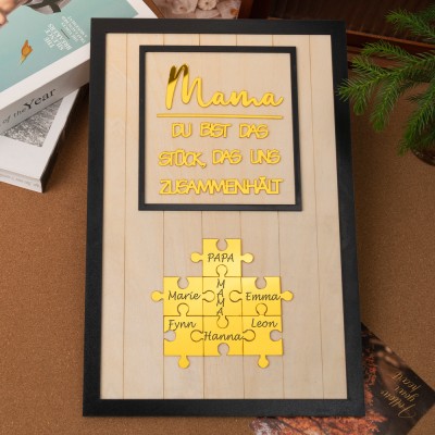 Individuelle Mama Puzzle Zeichen mit Namen Stück, das uns zusammen für Muttertag Geschenk hält