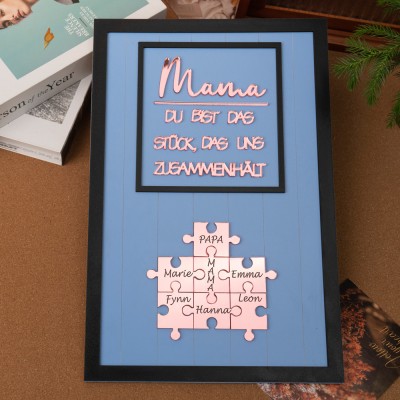 Individuelle Mama Puzzle Zeichen mit Namen Stück, das uns zusammen für Muttertag Geschenk hält