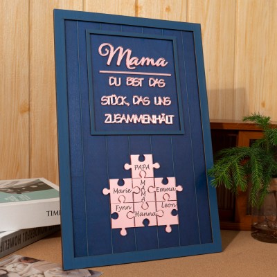 Individuelle Mama Puzzle Zeichen mit Namen Stück, das uns zusammen für Muttertag Geschenk hält