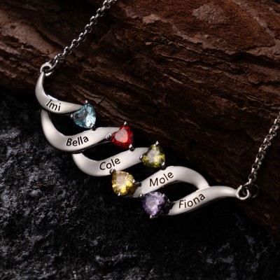 Personalisierte Namen eingraviert und Birthstone Halsketten für Muttertag Geschenk