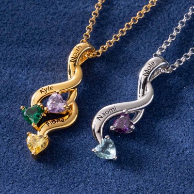 Personalisierte Namen eingraviert und Birthstone Halsketten für Muttertag Geschenk