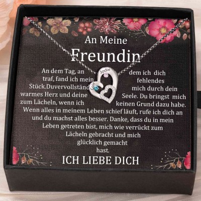 Benutzerdefinierte Paar Namen Herz Halskette mit Geburtssteinen Valentinstag Geschenke