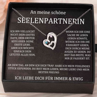 Benutzerdefinierte Paar Namen Herz Halskette mit Geburtssteinen Valentinstag Geschenke