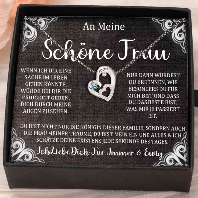 Benutzerdefinierte Paar Namen Herz Halskette mit Geburtssteinen Valentinstag Geschenke