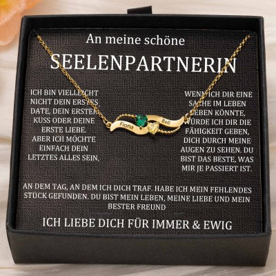 Benutzerdefinierte Paar Namen Herz Halskette mit Geburtssteinen Valentinstag Geschenke