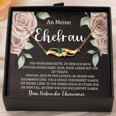 Benutzerdefinierte Paar Namen Herz Halskette mit Geburtssteinen Valentinstag Geschenke