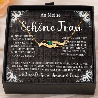 Benutzerdefinierte Paar Namen Herz Halskette mit Geburtssteinen Valentinstag Geschenke