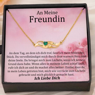 Benutzerdefinierte Paar Namen Herz Halskette mit Geburtssteinen Valentinstag Geschenke
