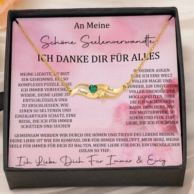 Benutzerdefinierte Paar Namen Herz Halskette mit Geburtssteinen Valentinstag Geschenke