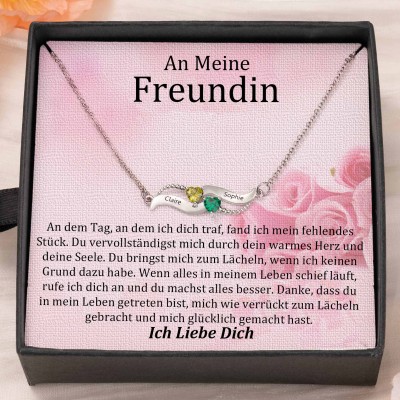 Benutzerdefinierte Paar Namen Herz Halskette mit Geburtssteinen Valentinstag Geschenke