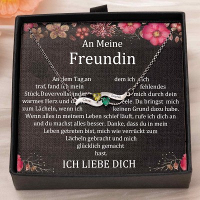 Benutzerdefinierte Paar Namen Herz Halskette mit Geburtssteinen Valentinstag Geschenke