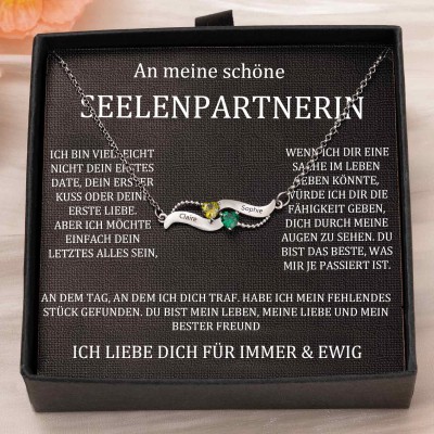 Benutzerdefinierte Paar Namen Herz Halskette mit Geburtssteinen Valentinstag Geschenke