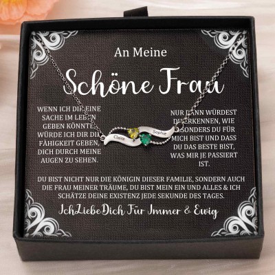 Benutzerdefinierte Paar Namen Herz Halskette mit Geburtssteinen Valentinstag Geschenke