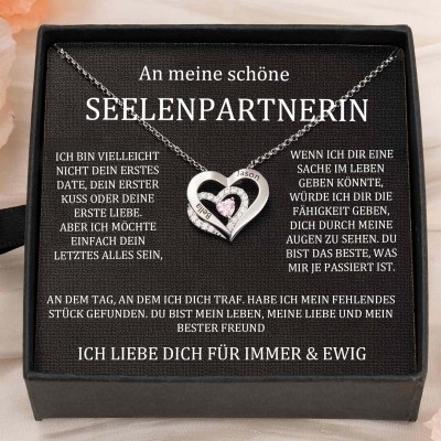 Benutzerdefinierte Paar Namen Herz Halskette mit Geburtssteinen Valentinstag Geschenke