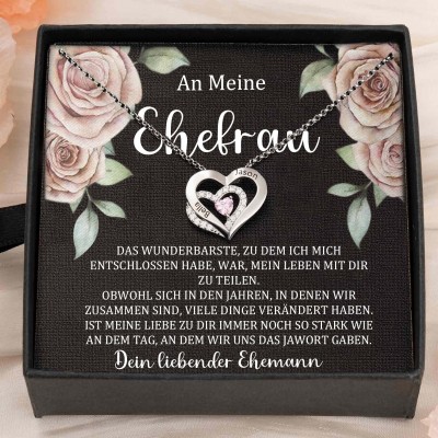Benutzerdefinierte Paar Namen Herz Halskette mit Geburtssteinen Valentinstag Geschenke