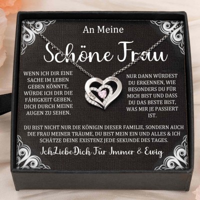 Benutzerdefinierte Paar Namen Herz Halskette mit Geburtssteinen Valentinstag Geschenke