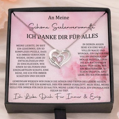 Benutzerdefinierte Paar Namen Herz Halskette mit Geburtssteinen Valentinstag Geschenke