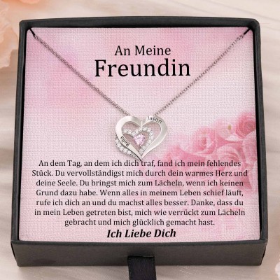 Benutzerdefinierte Paar Namen Herz Halskette mit Geburtssteinen Valentinstag Geschenke