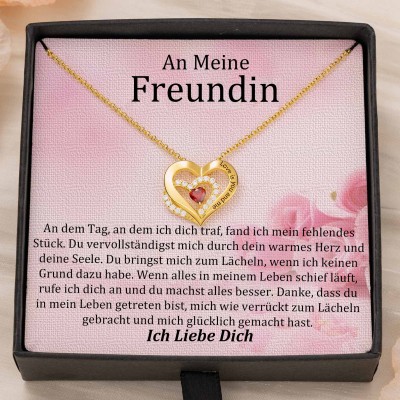 Personalisierte Doppelschicht-Halskette Liebe mit Geburtssteinen als Geschenk