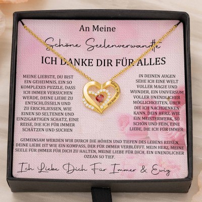 Benutzerdefinierte Paar Namen Herz Halskette mit Geburtssteinen Valentinstag Geschenke