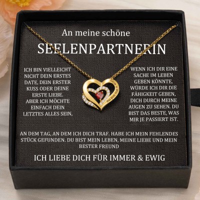 Benutzerdefinierte Paar Namen Herz Halskette mit Geburtssteinen Valentinstag Geschenke