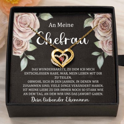 Benutzerdefinierte Paar Namen Herz Halskette mit Geburtssteinen Valentinstag Geschenke