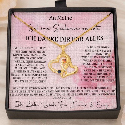 Benutzerdefinierte Paar Namen Herz Halskette mit Geburtssteinen Valentinstag Geschenke