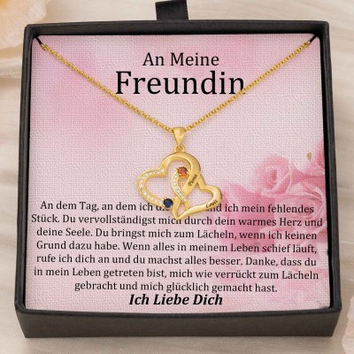 Benutzerdefinierte Paar Namen Herz Halskette mit Geburtssteinen Valentinstag Geschenke