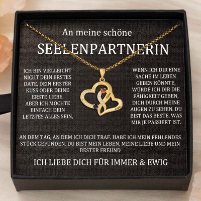 Benutzerdefinierte Paar Namen Herz Halskette mit Geburtssteinen Valentinstag Geschenke