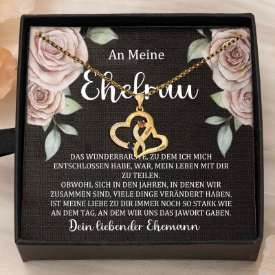 Benutzerdefinierte Paar Namen Herz Halskette mit Geburtssteinen Valentinstag Geschenke