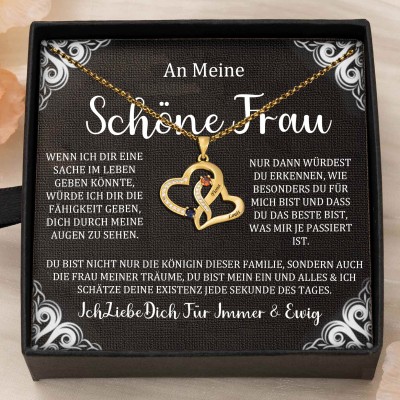 Benutzerdefinierte Paar Namen Herz Halskette mit Geburtssteinen Valentinstag Geschenke