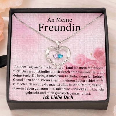 Benutzerdefinierte Paar Namen Herz Halskette mit Geburtssteinen Valentinstag Geschenke