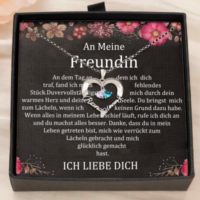 Benutzerdefinierte Paar Namen Herz Halskette mit Geburtssteinen Valentinstag Geschenke