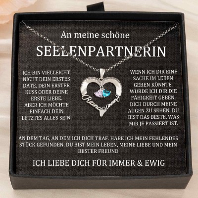 Benutzerdefinierte Paar Namen Herz Halskette mit Geburtssteinen Valentinstag Geschenke