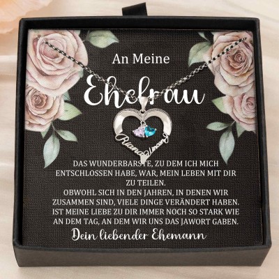 Benutzerdefinierte Paar Namen Herz Halskette mit Geburtssteinen Valentinstag Geschenke