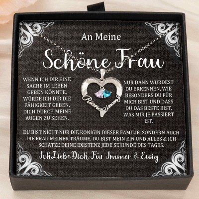 Benutzerdefinierte Paar Namen Herz Halskette mit Geburtssteinen Valentinstag Geschenke