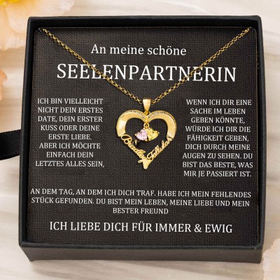 Benutzerdefinierte Paar Namen Herz Halskette mit Geburtssteinen Valentinstag Geschenke