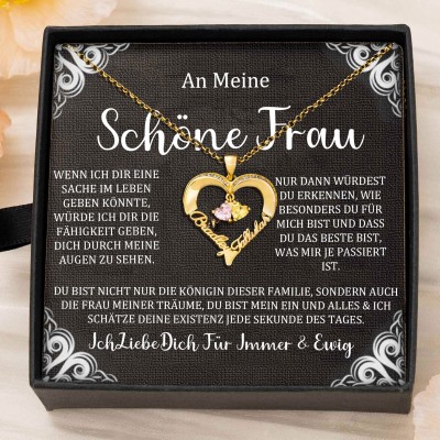 Benutzerdefinierte Paar Namen Herz Halskette mit Geburtssteinen Valentinstag Geschenke