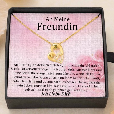 Benutzerdefinierte Paar Namen Herz Halskette mit Geburtssteinen Valentinstag Geschenke