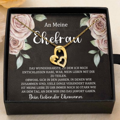 Benutzerdefinierte Paar Namen Herz Halskette mit Geburtssteinen Valentinstag Geschenke