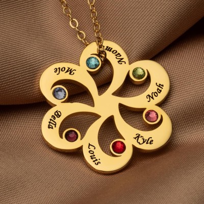 Benutzerdefinierte Name Graviert und Birthstone Halsketten für Muttertag Geschenk
