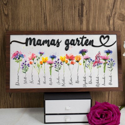 Personalisierte Omas Garten Geburt Blume Rahmen mit Enkelkinder Namen für Weihnachten Geschenkideen
