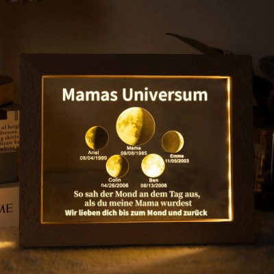 Individuelle Mondphase Lampe mit Namen des Kindes für Muttertag Familie Geschenk