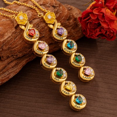 Personalisierte Name Graviert und Birthstone Halsketten für Muttertag Geschenk