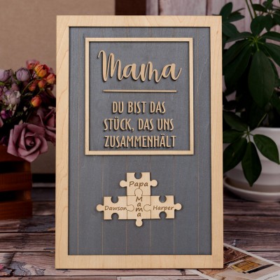 Personalisierte Mama Puzzle Zeichen einzigartige Holzschild für Muttertag Weihnachtsgeschenk