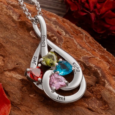 Personalisierte Namen Graviert und Geburtsstein Halsketten für Muttertag Geschenk